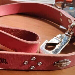 Authentic Harley Davidson Leather Dog Leash Lead Pink
